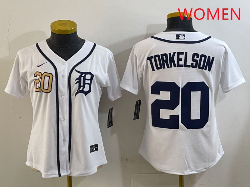 Women Detroit Tigers #20 Torkelson White Game 2025 Nike MLB Jersey style 2->women mlb jersey->Women Jersey